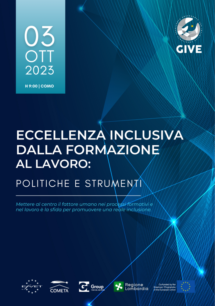 Cometa - CONFERENZA ECCELLENZA INCLUSIVA DALLA FORMAZIONE AL LAVORO: POLITICHE E STRUMENTI - 3 OTTOBRE | ore 9 - 13 5