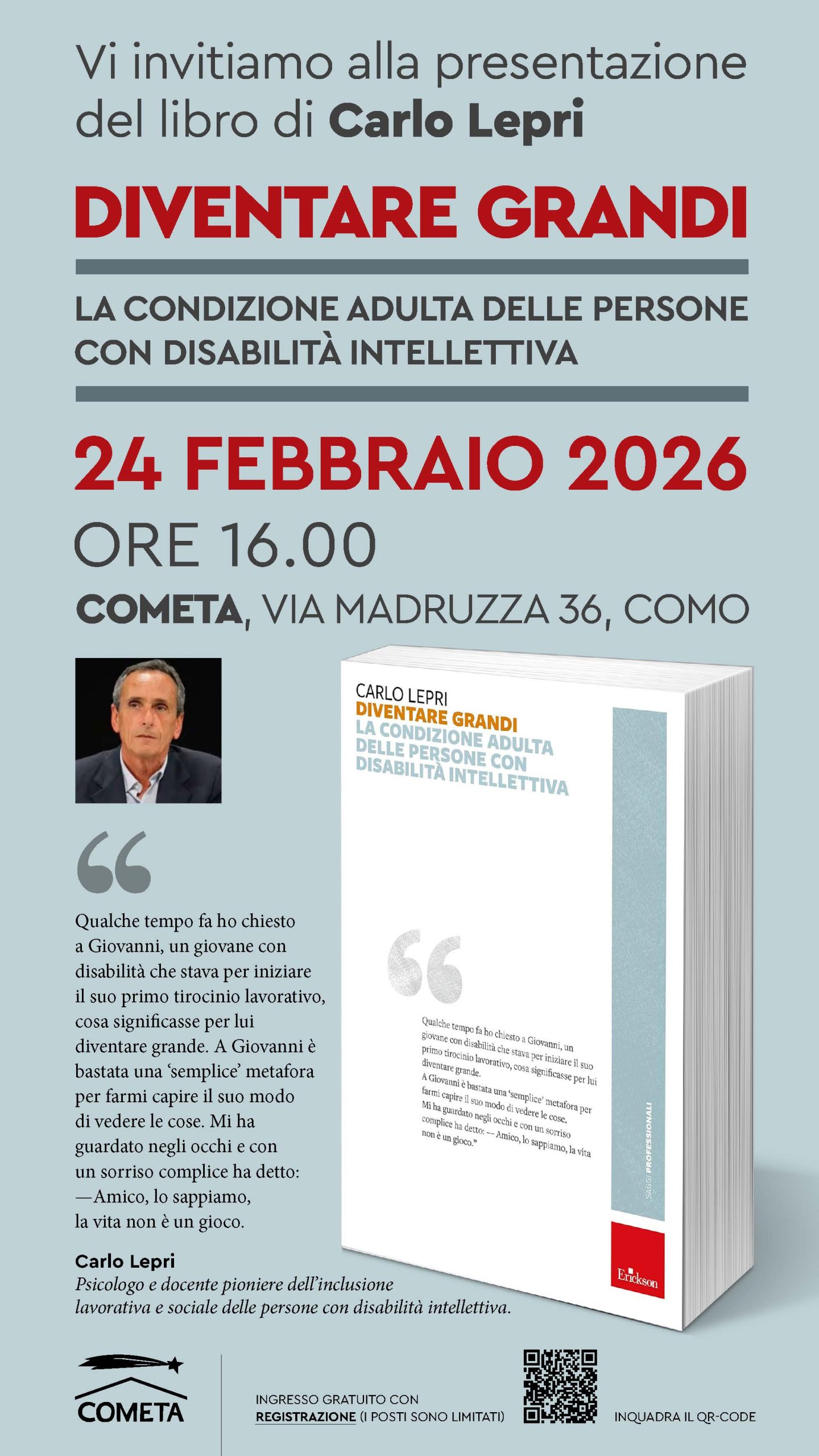 Cometa - A COMO CARLO LEPRI PRESENTA IL SUO LIBRO “DIVENTARE GRANDI. LA CONDIZIONE ADULTA DELLE PERSONE CON DISABILITÀ INTELLETTIVA” 3